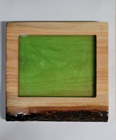 Handmade Live Edge Wood Bar Top Epoxy Resin Flower Top Rolling Serving Tree Art