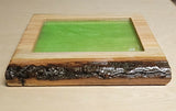 Handmade Live Edge Wood Bar Top Epoxy Resin Flower Top Rolling Serving Tree Art8