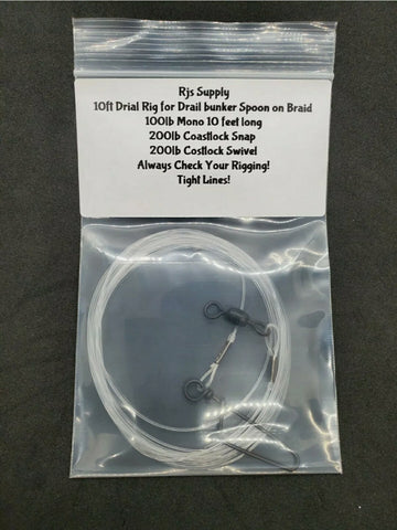 Drail Leader Bunker Spoon For Trolling w/o Wire line. Braid. Quick connect setup