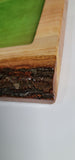 Handmade Live Edge Wood Bar Top Epoxy Resin Flower Top Rolling Serving Tree Art1