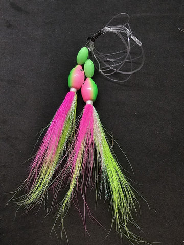 HiLo Floating Bucktails 30 lb Fishing Rig 2 Hooks Bait  Teasers Fluke Sea Bass