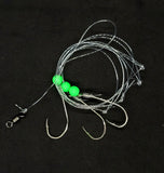 Sea Bass Fishing Hi-Lo Bottom Rig 3 Hook Glow Red Bead Tackle 3/0 Rolling Swivel