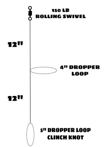 Hi Lo Fishing Single 4" Dropper Loop 30 or 40 lb Mono Make Your Own Tackle