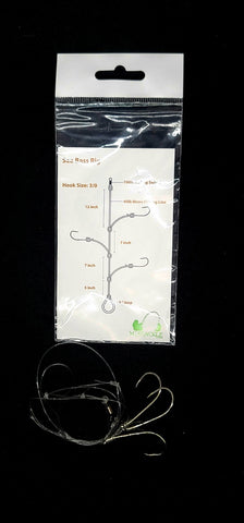 3 PACK SEA BASS BLACK 3/0 3 DROP HILO SALTWATER FISH RIG MUSTAD 40 LB MONO