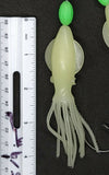 Copy of Hi-Lo 30 lb Fishing Rig 2 Hooks Bait 4" GLOW B2 Squid Teasers Fluke Sea Bass