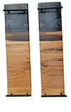 Epoxy Charcuterie Board Metallic Black Grey Pour With Live Edge W Handles Wood