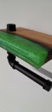 New Hot Floating River Shelf TP Holder Epoxy Resin Live Edge Steampunk Handmade