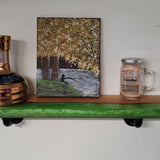 New Hot Floating River Shelf TP Holder Epoxy Resin Live Edge Steampunk Handmade