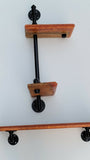 Epoxy Resin Double Corner Shelf and Matching Shelf Bronze Amber Color Gas Pipe