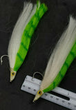 2 Fishing Teasers 5/0 Hooks Flies Fluke Flounder Striper Sea Bass Bait Rig Lure