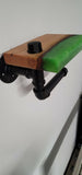 New Hot Floating River Shelf TP Holder Epoxy Resin Live Edge Steampunk Handmade
