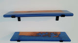 Epoxy Shelf with Hangers 2 Shelves Sapphire Blue Pour With Live Edge Wall Art FY