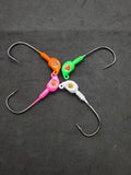 Fishing Teaser Flies Tackle Saltwater 3/8  6/0 Mustad Hook Silicone Skirt 4 Pack - M3Tackle 