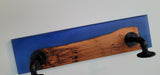 Epoxy Shelf with Hangers Sapphire Blue Pour With Wood Live Edge Wall Steam Punk