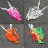 Fishing Teaser Flies Tackle Saltwater 3/8  6/0 Mustad Hook Silicone Skirt 4 Pack - M3Tackle 