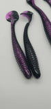 5 Fishing Tackle Shad Swimbait Paddle Tail 5 inch Ribbed Soft Plastic Bait Black