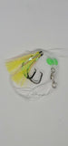 Hi Lo Sabiki Rig Fishing 6\0 Hook w\ Flasher 40lb Mono Glow Bead Fluke Sea Bass