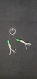 Hi-Lo 30 lb Fishing Rig Double Hook Bait 2.5" GLOW Squid Teasers Fluke Sea Bass