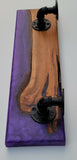 Epoxy Shelf w/ Hangers Sapphire Purple Pour With Wood Live Edge Wall Steam Punk
