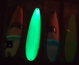 9" Flutter Spoon 4.5 oz 4 Pack Mixed Stripped Bass 2 Chartreuse and 2 Glow