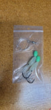 Hi-Lo 30 lb Fishing Rig Double Hook Bait 2.5" GLOW Squid Teasers Fluke Sea Bass