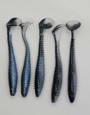 5 Fishing Tackle Shad Swimbait Paddle Tail 5 inch Ribbed Soft Plastic Bait