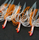 3 Tsunami Stlye Glass Minnow Silicone Skirt Teaser Lure Jig Bottom Fishing Glow